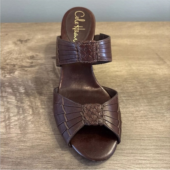 Cole Haan Air Huarache Slide Wedge Sandal Womens Size 6B Slip On Leather Carob - Picture 11 of 11